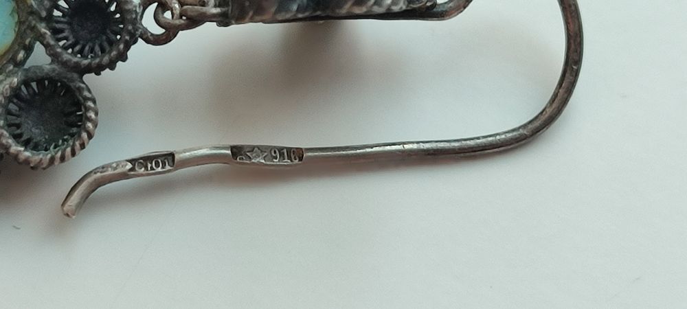 Редкие серьги русские самоцветы 916 проба