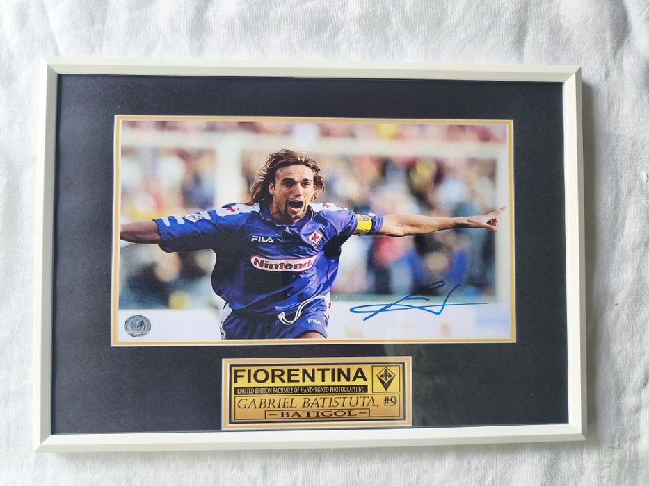 Moldura Gabriel Batistuta - Fiorentina com Autógrafo (A4)