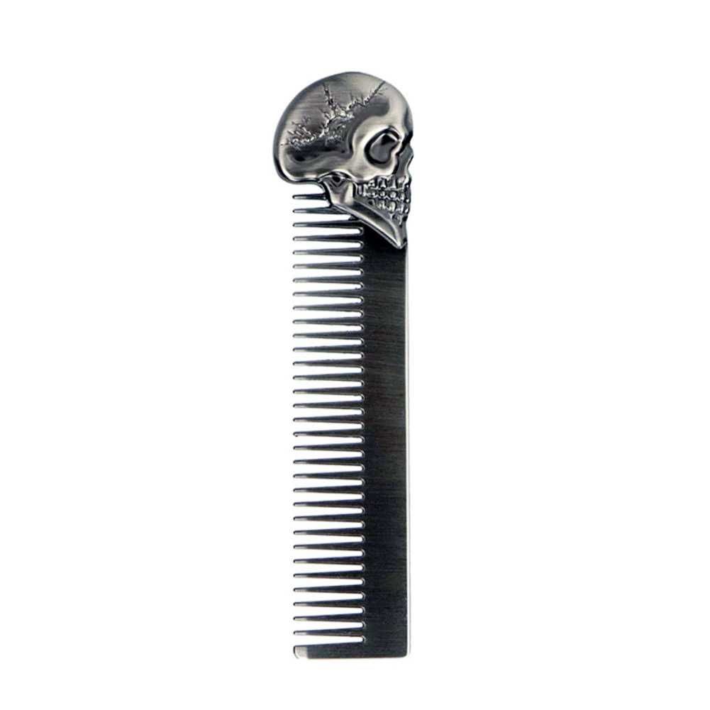 Grzebień vintage barber do włosów i brody metal golibroda Skull