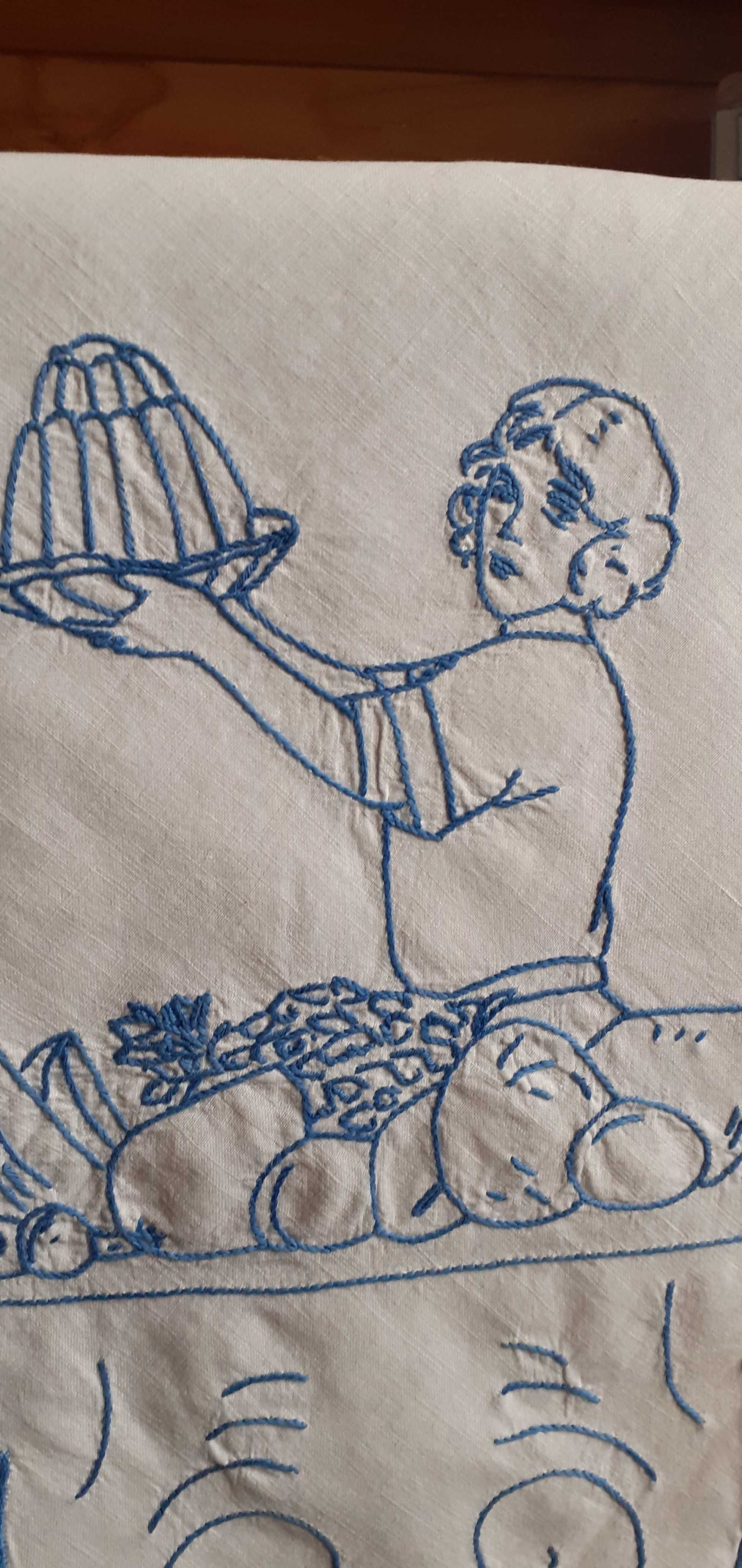 Makatka  serweta kuchenna haftowana stara retro