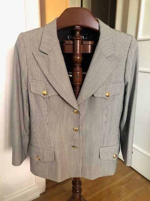 Elegante fato saia e casaco, 100% lã, marca luxo Escada