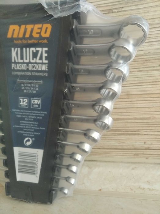 NOWE Klucze Płasko - Oczkowe NITEO Zestaw 12 szt