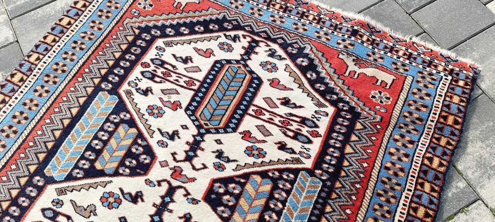 Dywan wełniany tkany ręcznie 157 x 104 cm wełna turecki piękne kolory