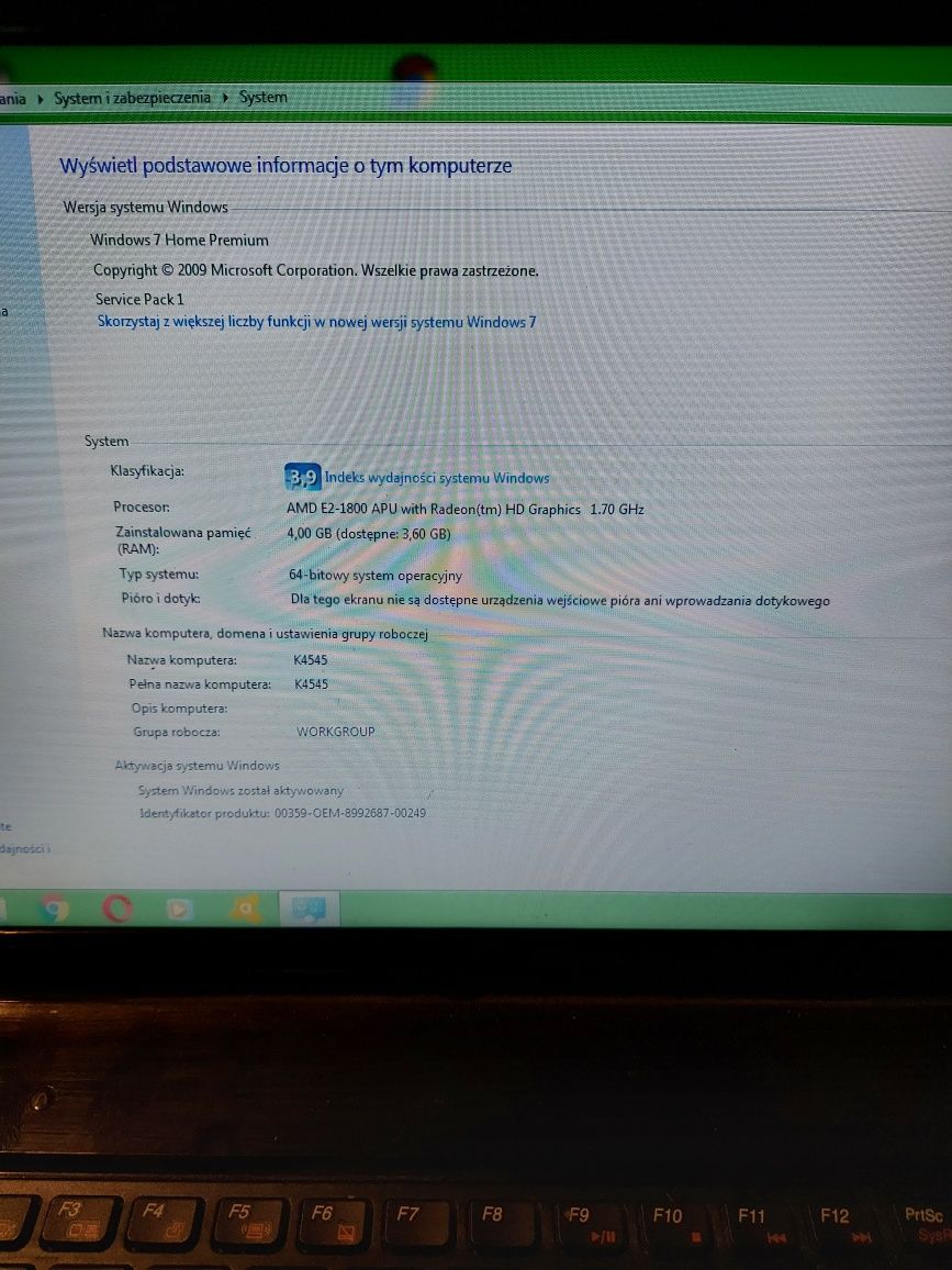 Laptop Lenovo G585 15,6 " AMD E1 4 GB / 500 GB czarny