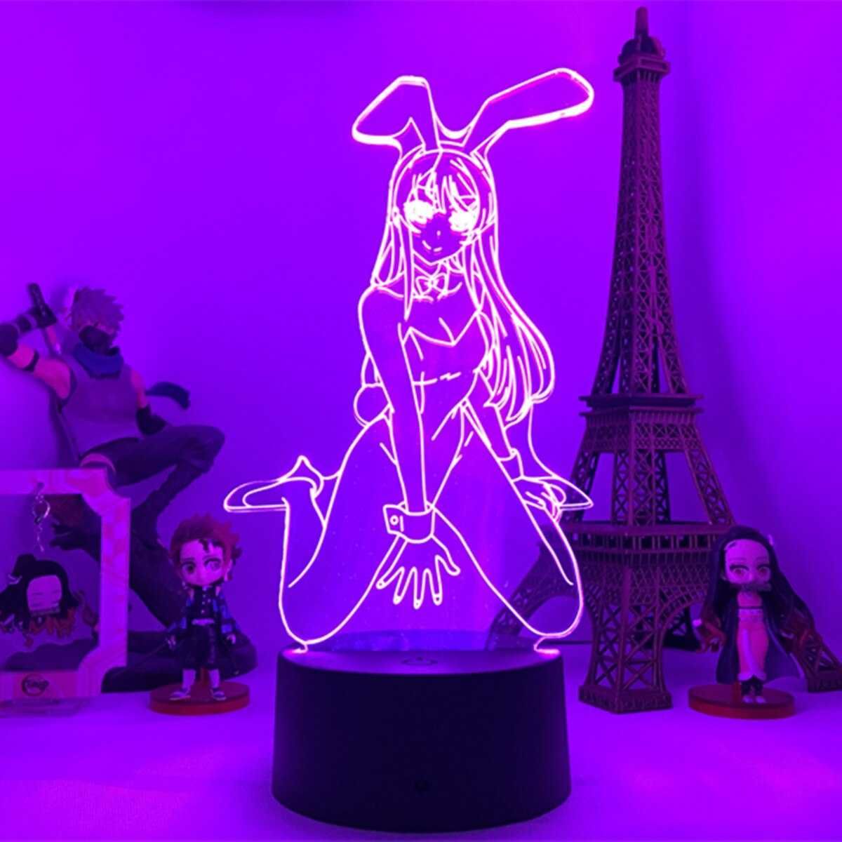 3D аниме светильник-ночник лампа с Маи Сакурадзима/Mai Sakurajima