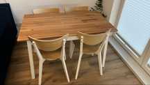 Stół IKEA PINNTORP + 4 krzesła IKEA NORDMYRA – bambus