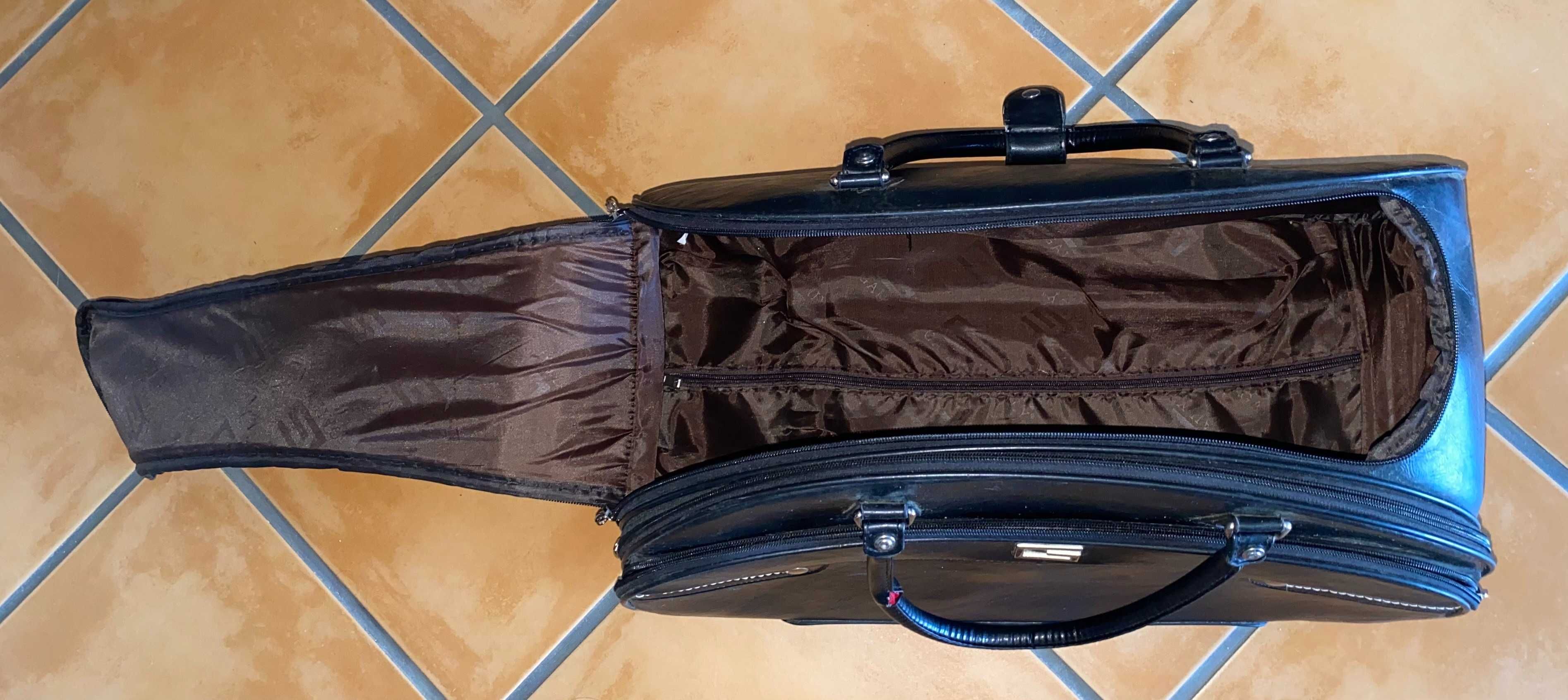 Black travel bag on wheels