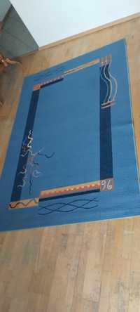Duży dywan Agnella 160 cm x 240 cm niebieski błękitny wzorzysty
