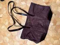 torebka Prada Tessuto Nylon Calfskin Crocodile Embossed Tote Brown