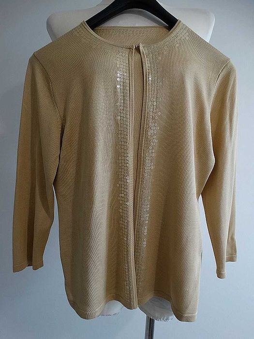Sweter Blezer Jedwabny 100% Naturalny Jedwab Beżowy Kardigan M/L