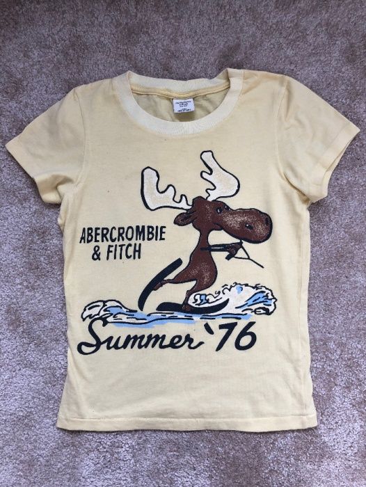 Abercrombie & Fitch t shirt cytrynowy z reniferem S
