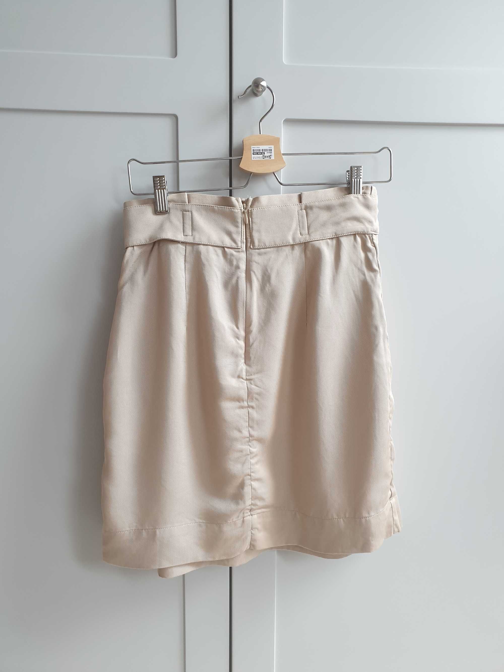 Beżowa spódnica typu paperbag H&M jak nowa 36 100% lyocell z liocelu