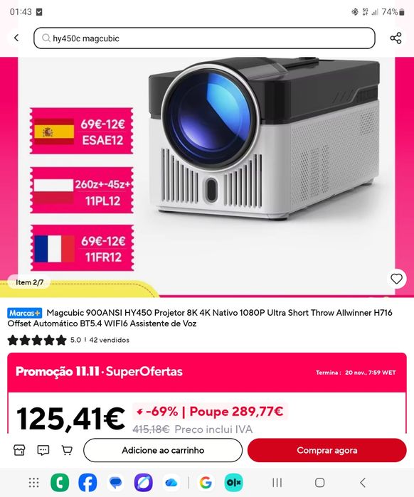 Projetor MAGCUBIC HY450 NOVO