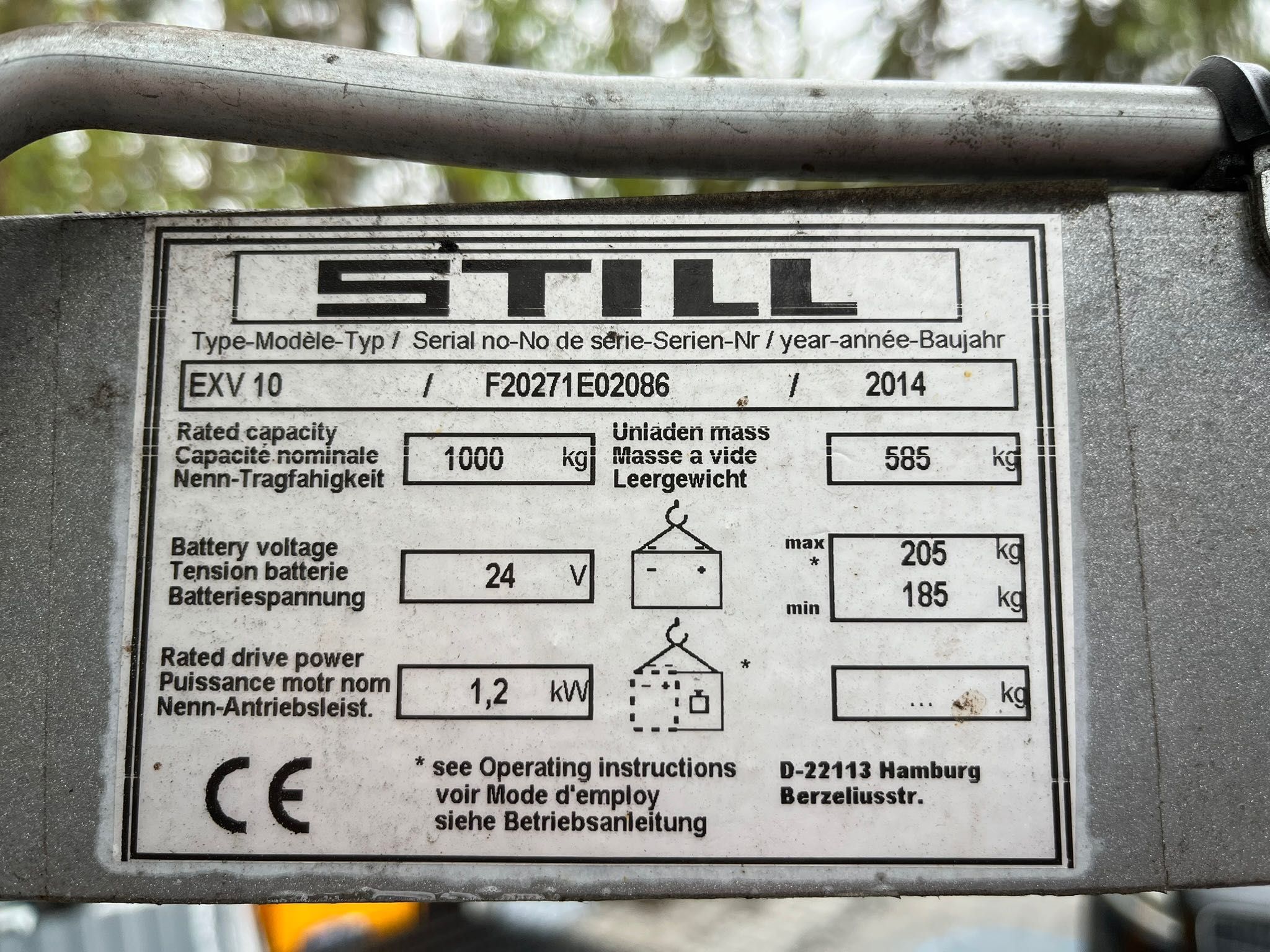 Still EXV10-elektryczny, maszt 3m,rok 2014 ,udźwig 1000kg,2240mtg