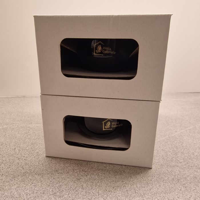 Dwie filiżanki ceramiczne do kawy - czarne, nowe