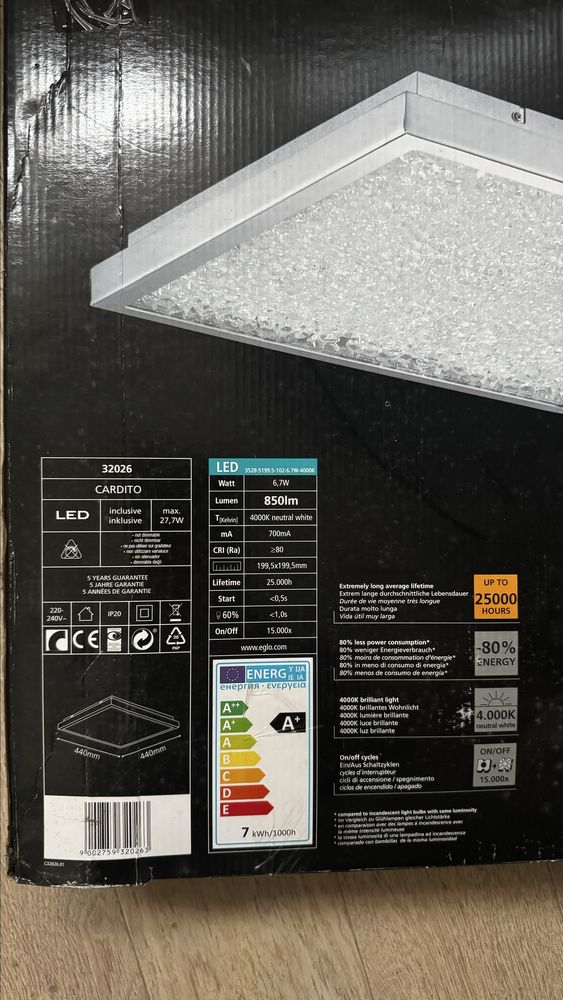EGLO lampa sufitowa plafon LED chrom kryształki