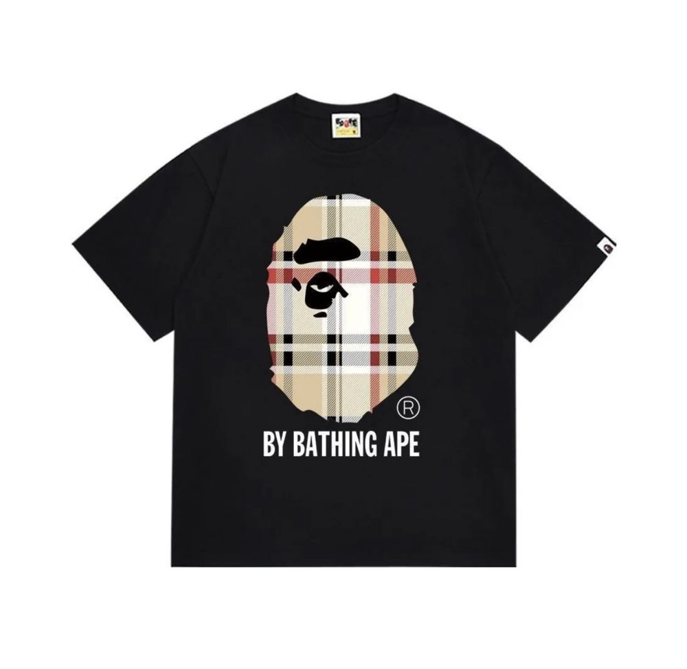 Футболка BAPE x Burberry  барбері дрип бейп чорні біла XS-2XL