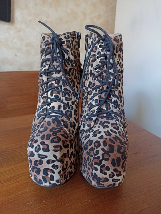 Весільні леопардові ботильйони на масивній платформі підборах 41р/27см