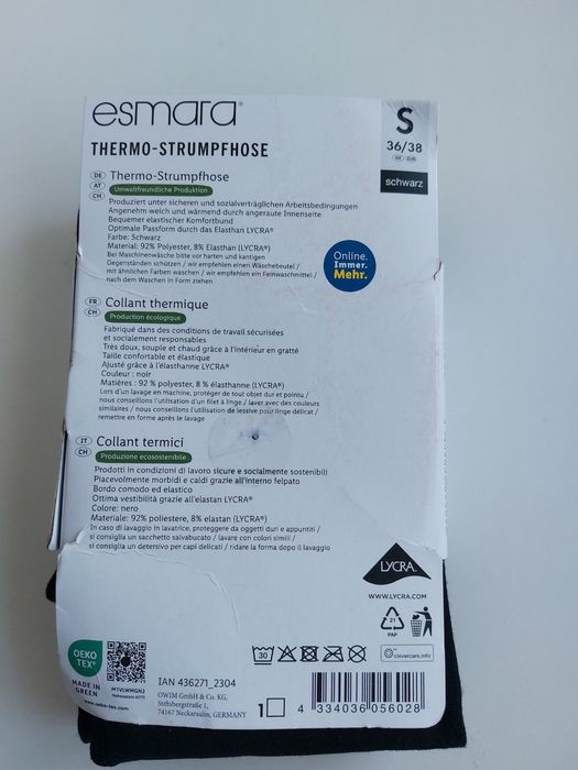 Теплі колготи термоколготи Esmara S