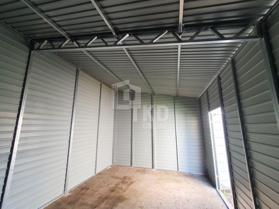 Garaż Blaszany 3,5X5 Brama - Drzwi Antracyt Dach Spad W Bok Tkd80