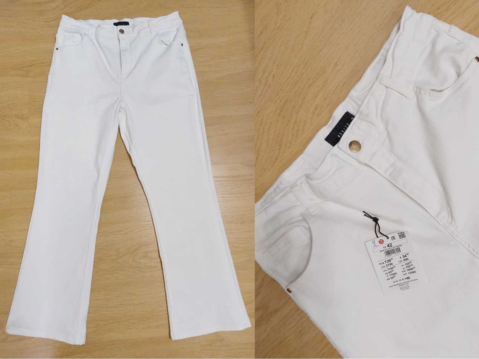 Spodnie białe Jeansy flare Mohito 42 XL / 40 L rozciągliwe
