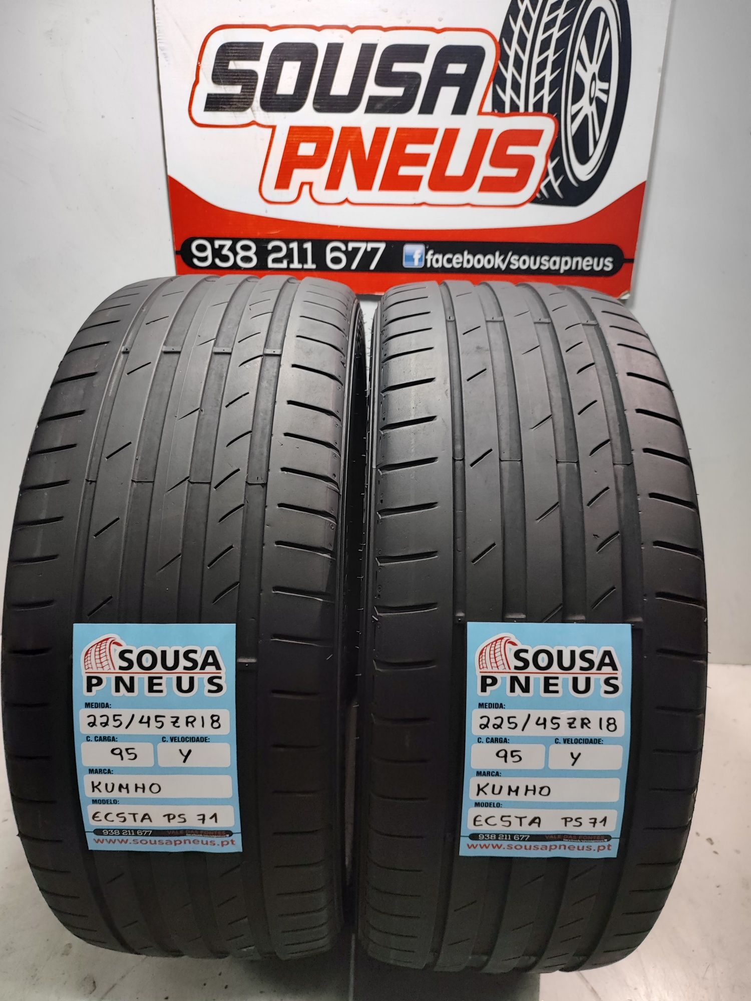 2 pneus semi novos kumho 225/45R18 95Y Oferta dos Portes