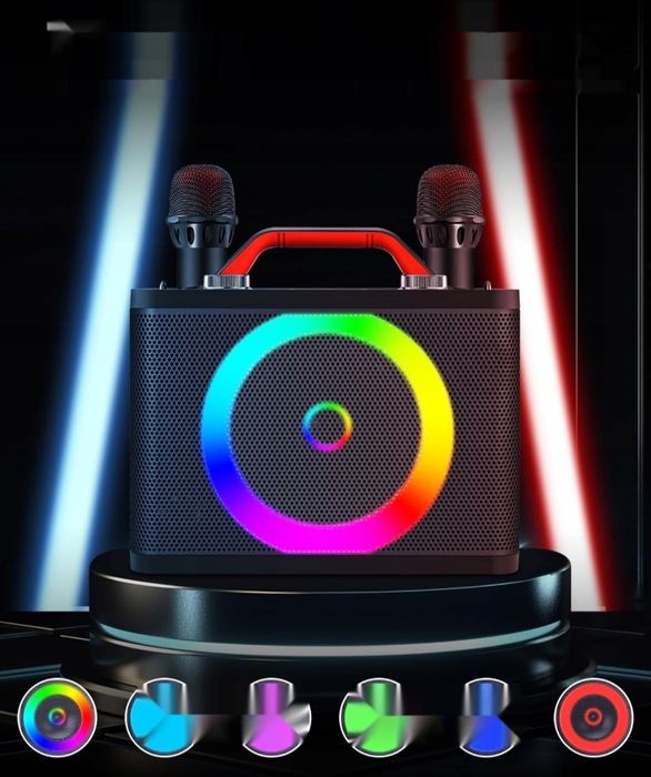 Karaoke ALPOWL K06 z 2 mikrofonami przenośne LED TF USB AUX TWS
