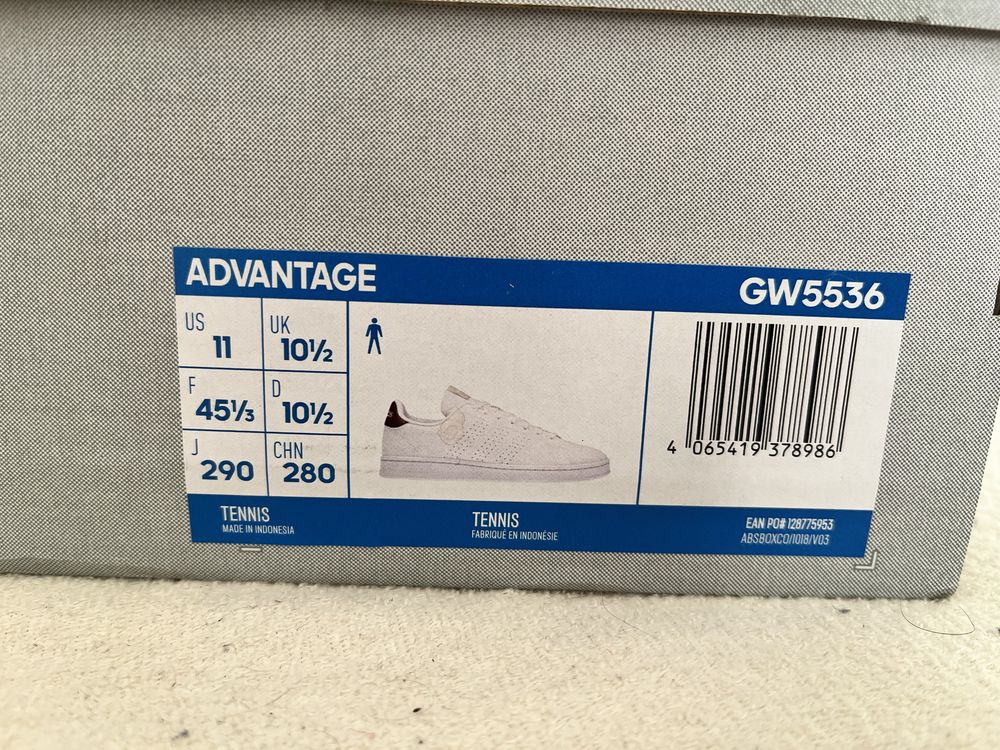 NOWE Buty Adidas Advantage męskie białe / bordowe 45 1/3