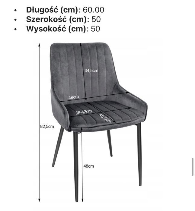 6 krzeseł welurowych