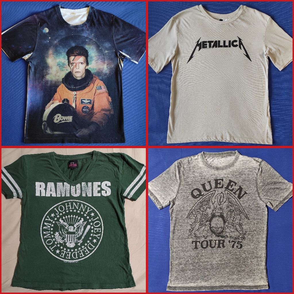 Рокерские футболки David Bowie, Metallica, Ramones, Queen
