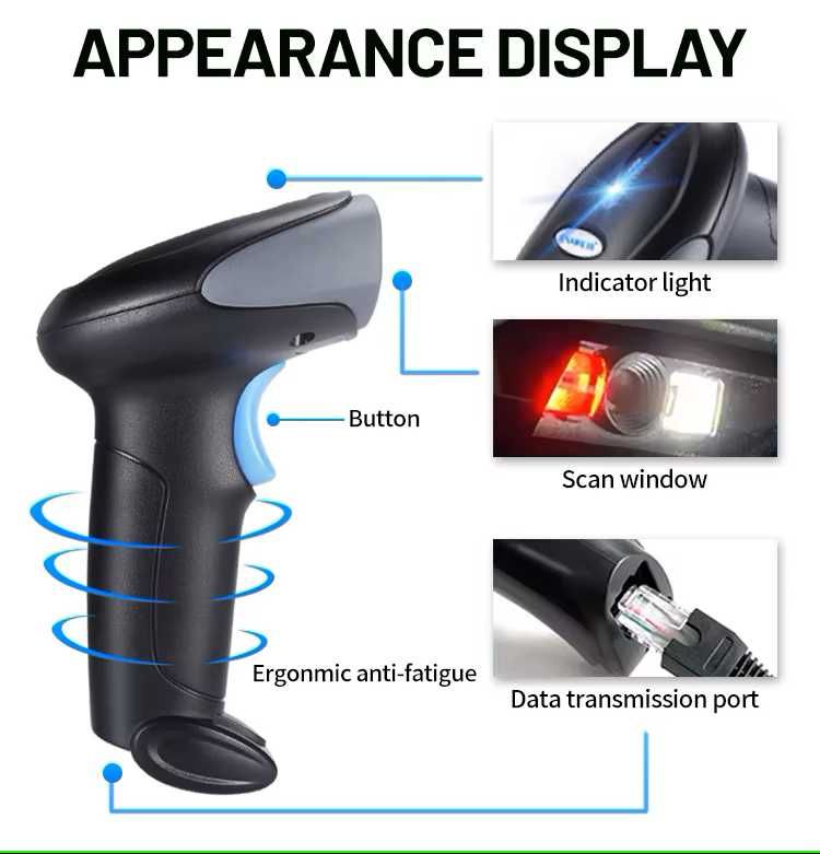Сканер штрих-кодів EV-B213 для 1D, 2D, QR, CMOS, 2.4GHz+USB+Bluetooth