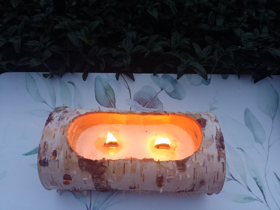Świeca Sojowa w naturalnym drewnie