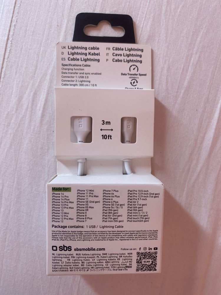Kabel do iphone sbs 3m