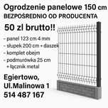 ogrodzenie panelowe 3d Panel 123 cm + podmurówka 25 cm słupki zestaw