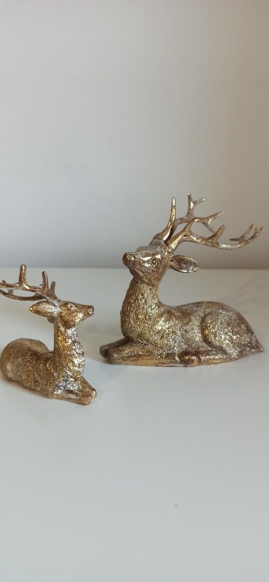 Złoty renifer - 2 figurki świąteczne, jeleń
