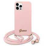 Etui Guess Metal Logo Cord Na Iphone 12 Pro Max - Różowe