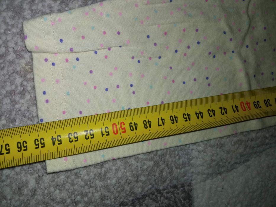 Żółte legginsy do kolan w kolorowe kropki, bawełniane r. 134, 134-140