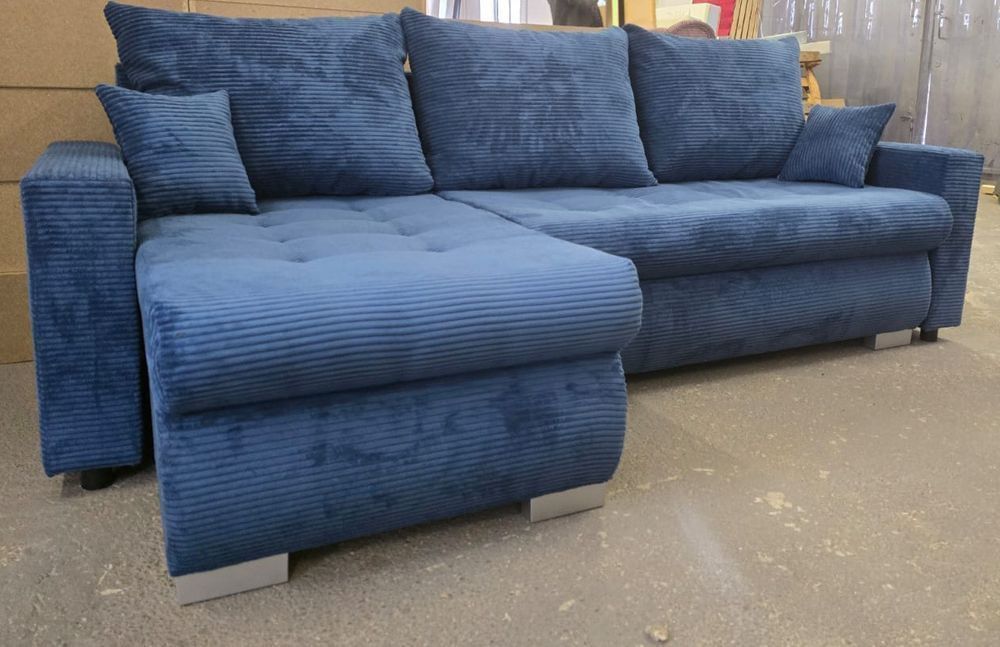 Narożnik z funkcją spania i pojemnikiem na pościel i