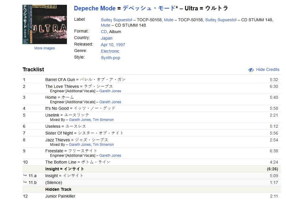 japońskie wydanie CD Depeche Mode Ultra