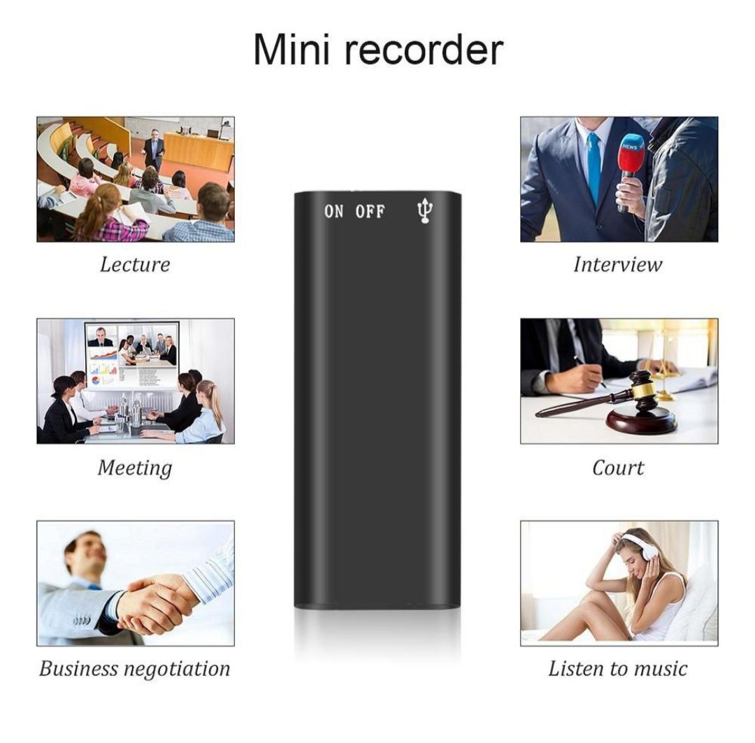 16G Професійний міні-цифровий аудіо-диктофон Mp3-плеєр 30 годин запису