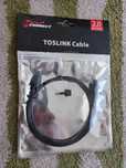 Przewód TosLink, światłowód + mini adapter. Długość: 2m.