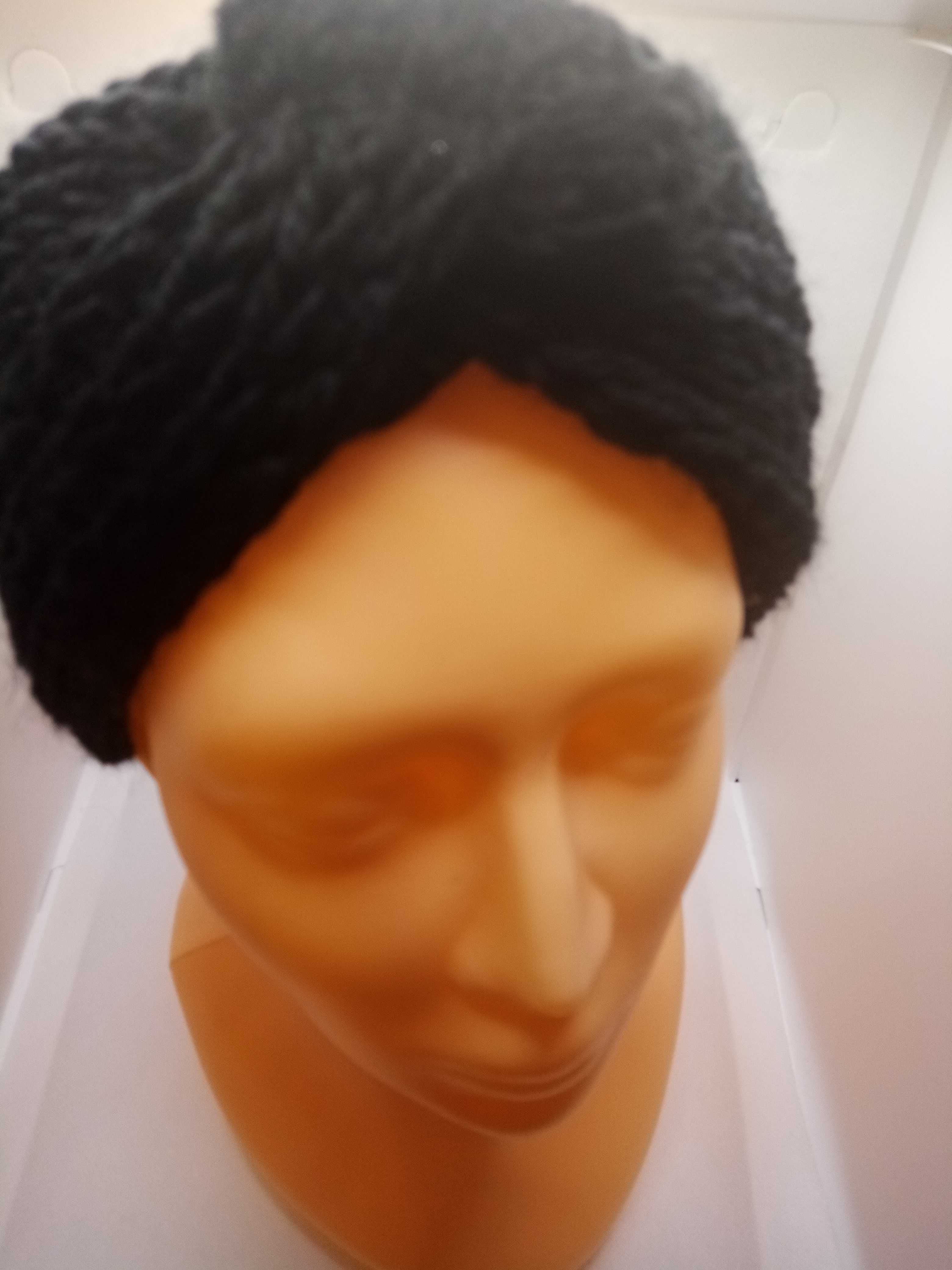 Damska, czarna opaska-turban z ALPAKI; handmade