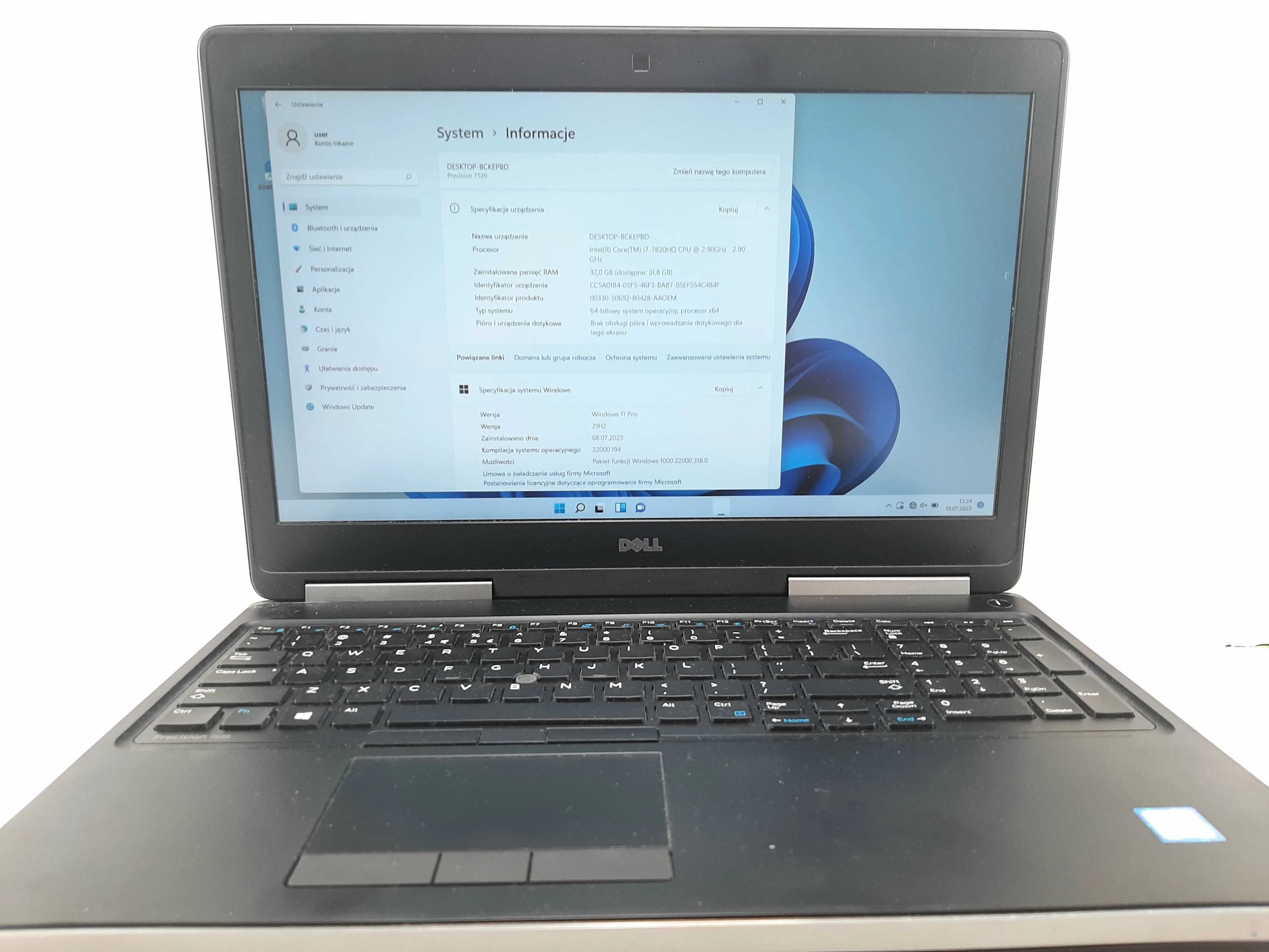 Laptop Dell precision 7520 i7 32 GB  256GB SSD