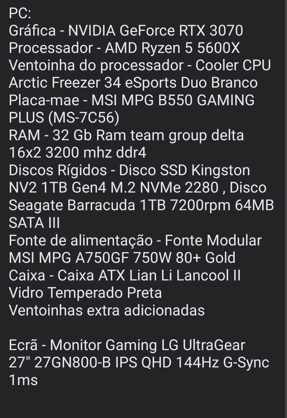 Pc de 4 meses + ecrã