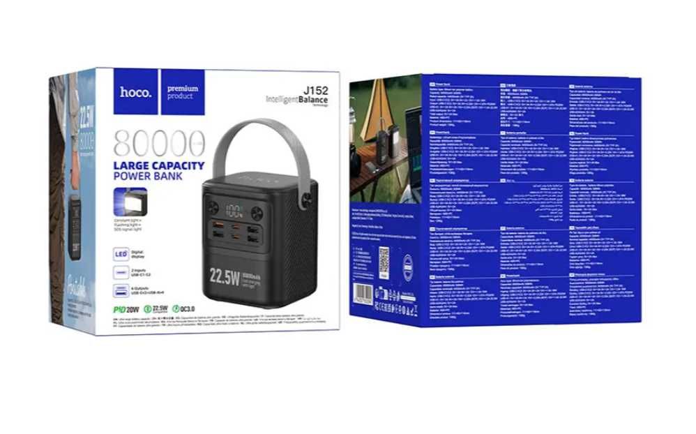 Павербанк HOCO J152 22.5W 80000mAh зі швидкою зарядкою та ліхтарем