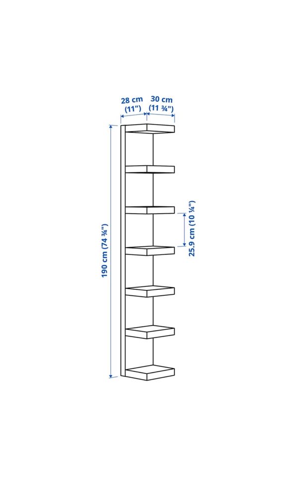 Estante de parede IKEA, branco, 30x190cm