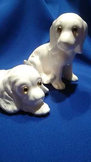 Figurka pies psy pieski porcelana komplet