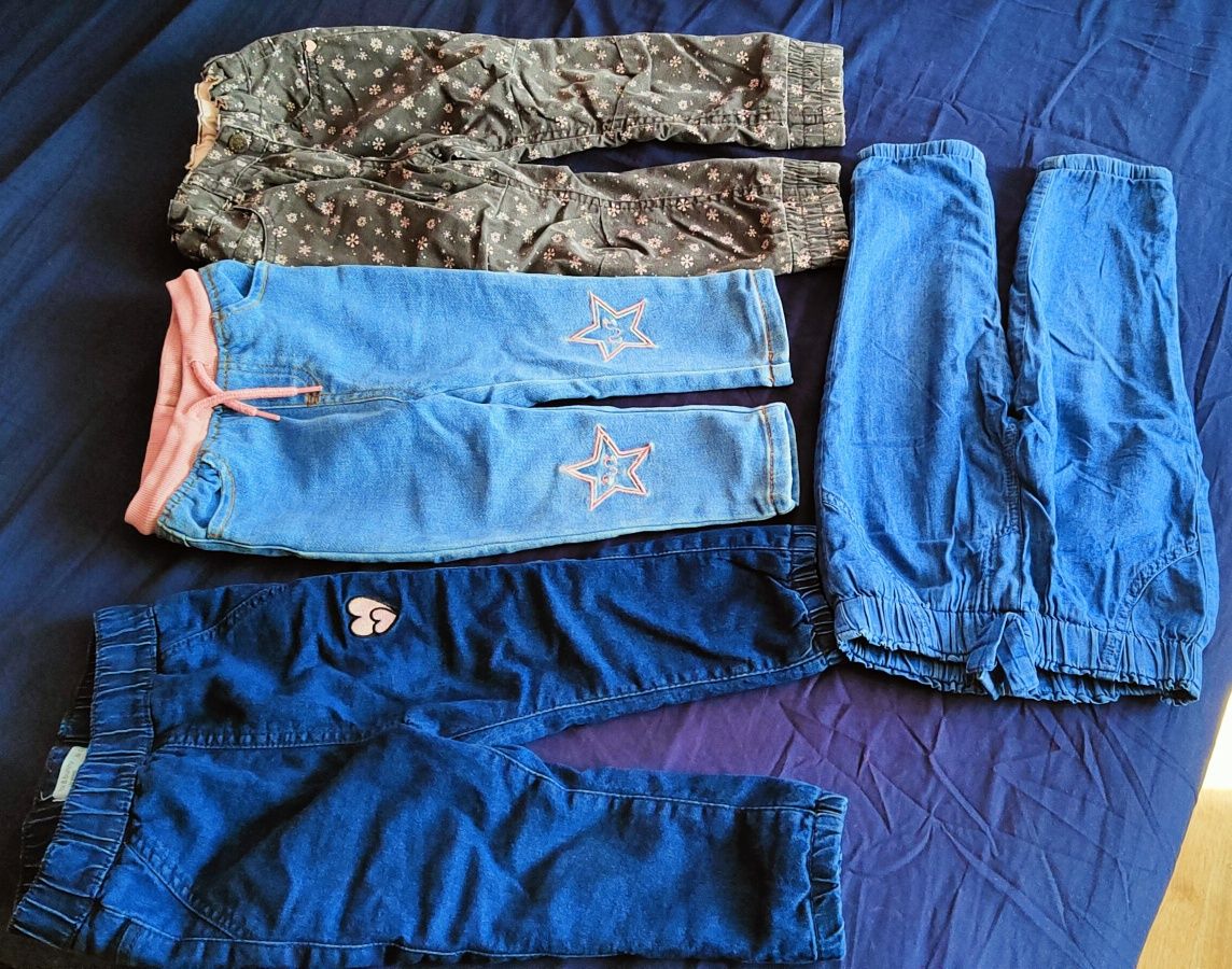 4 pary ocieplanych spodni dla dziewczynki 86-92