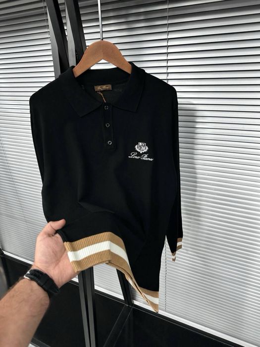 Чоловічий лонг джемпер поло на довгий рукав трикртаж loro piana lp