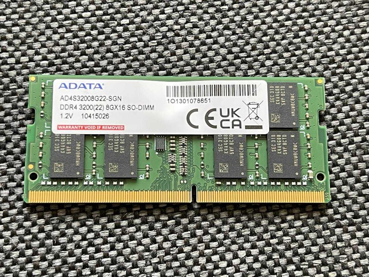 Оперативна пам'ять ADATA 8 GB SO-DIMM DDR4 3200 MHz 1.2V НОВА!